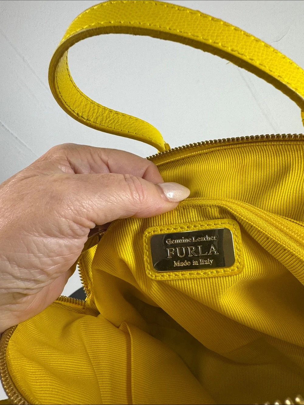 Furla Piper Sunny Yellow Medium Dome Leather Satchel